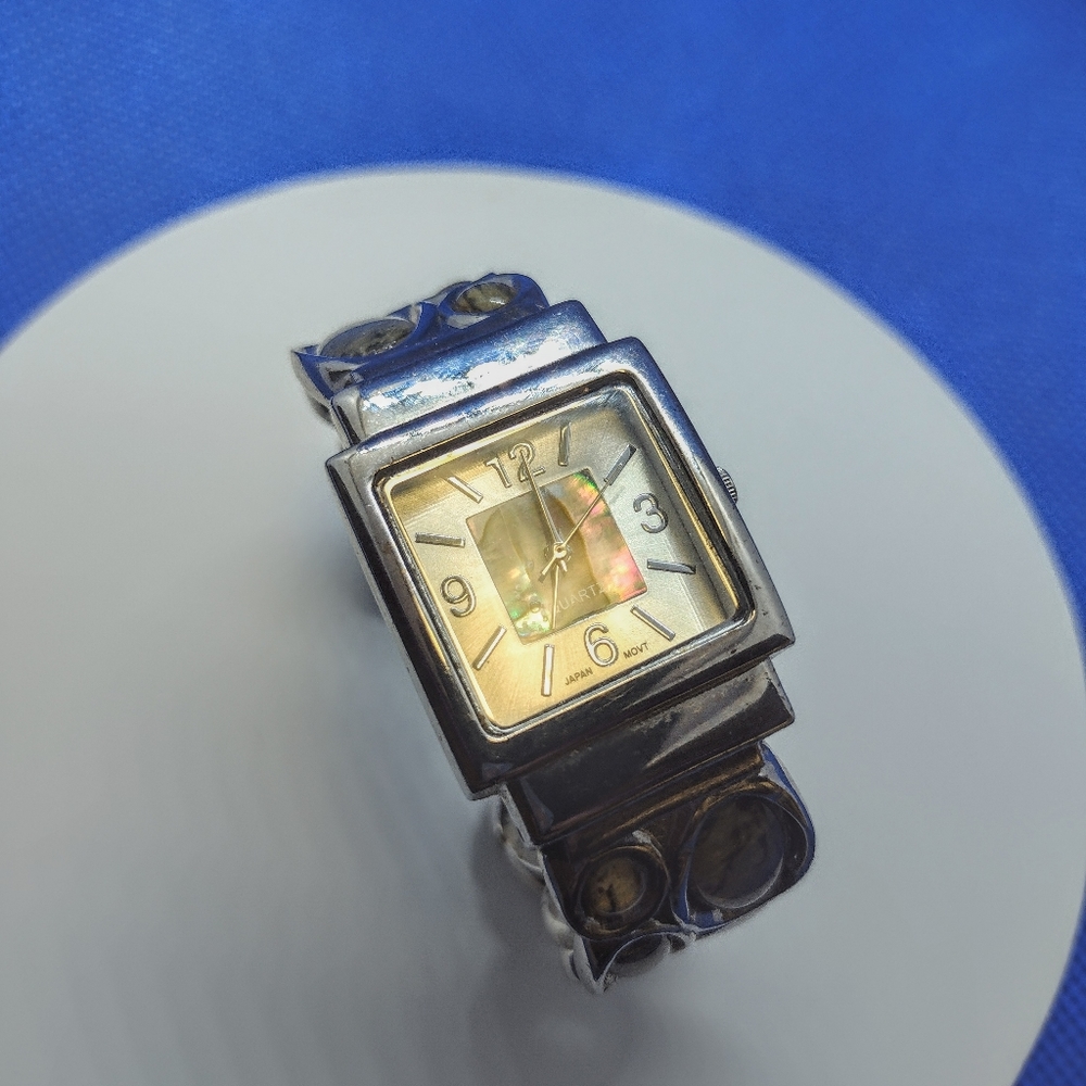 Vintage Cuff Bracelet/Watch w/ Abalone Shell Inlay